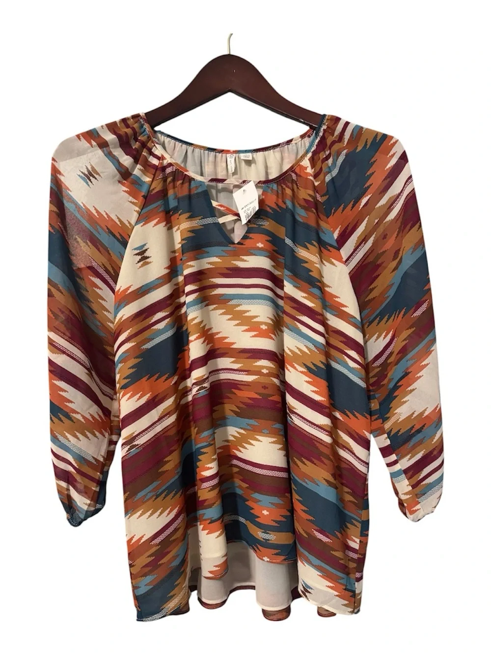 NWT Cato Southwestern Aztec Print Chiffon Blouse XL - Picture 1 of 5